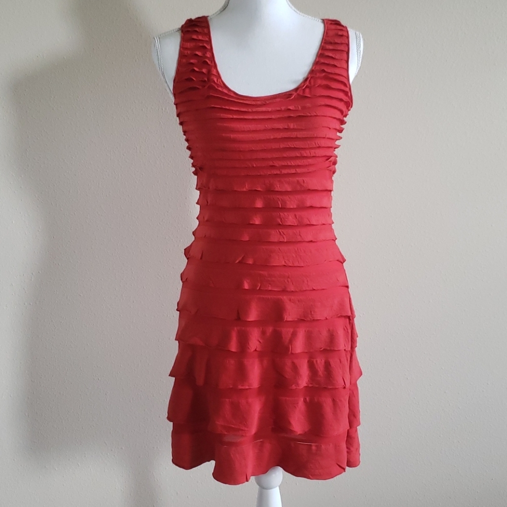 Red ruffled dress